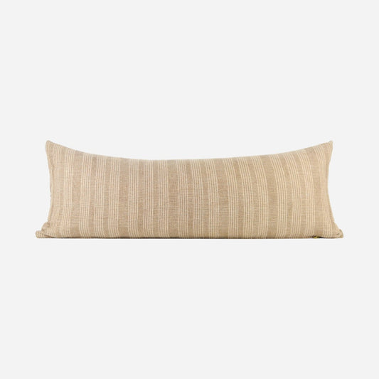 Beige/Brown Striped Lumbar Pillow 14x36