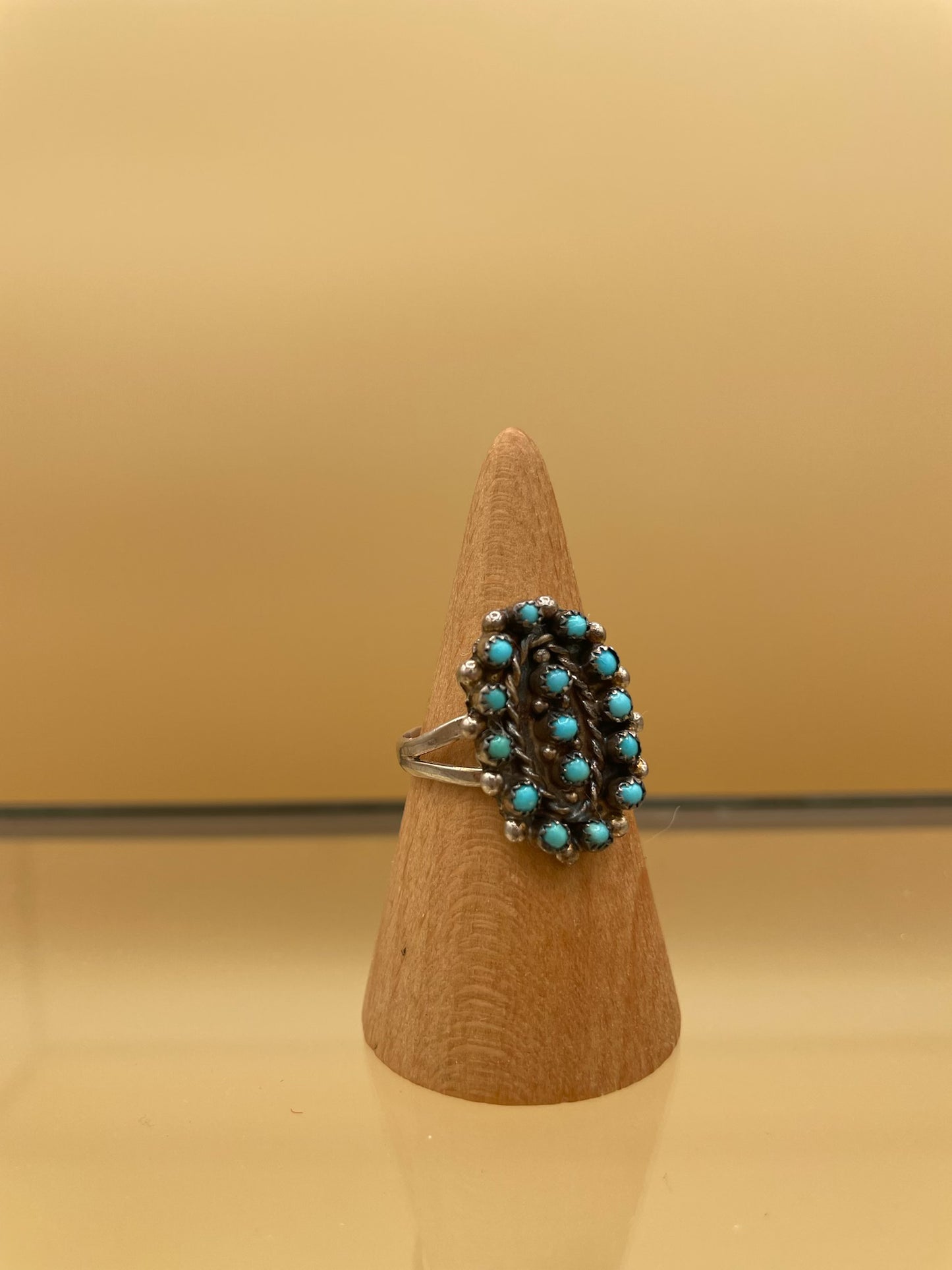 925 Silver Petit Point Turquoise Band Ring