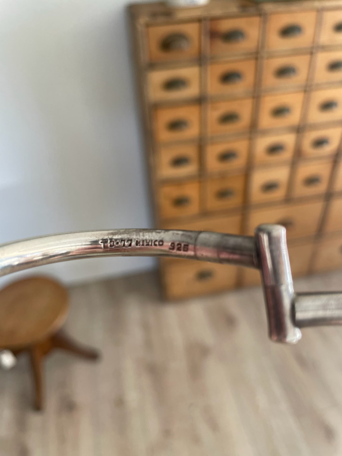 Vintage TAXCO Mexican Modernist Sterling Silver and Brass Bangle