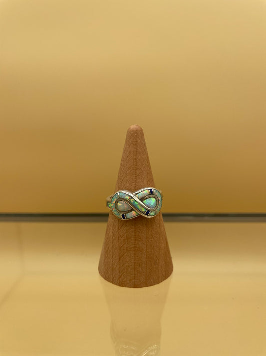 Opal Sterling Silver Infinity Ring