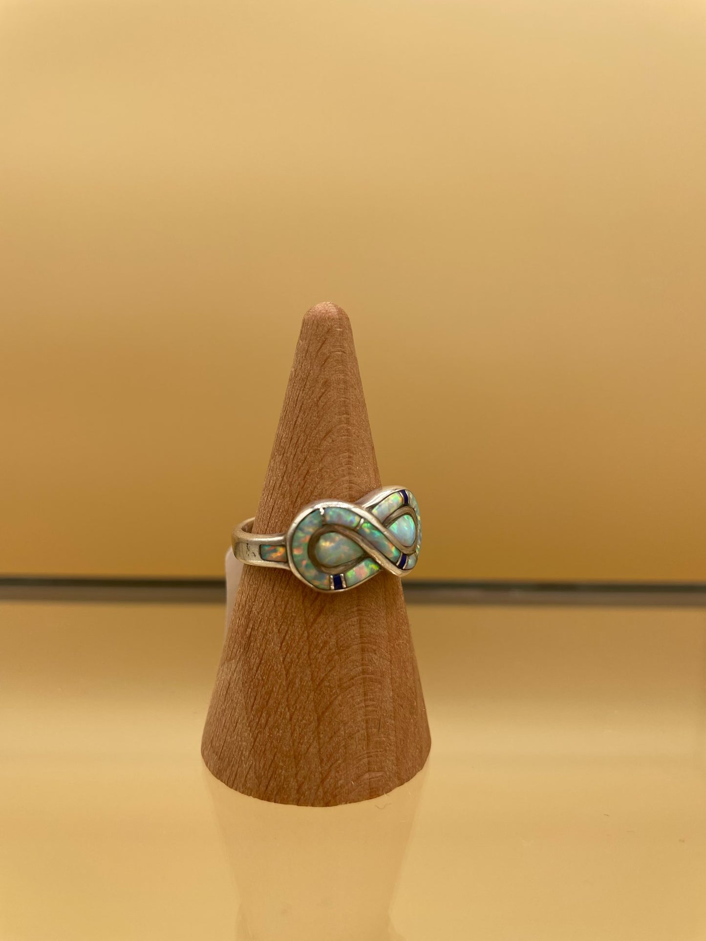 Opal Sterling Silver Infinity Ring
