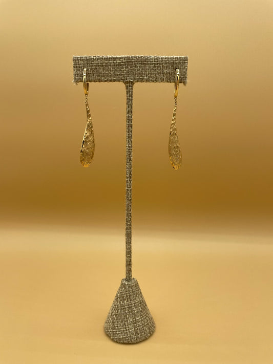 14K Gold Hammered Dangle Earrings