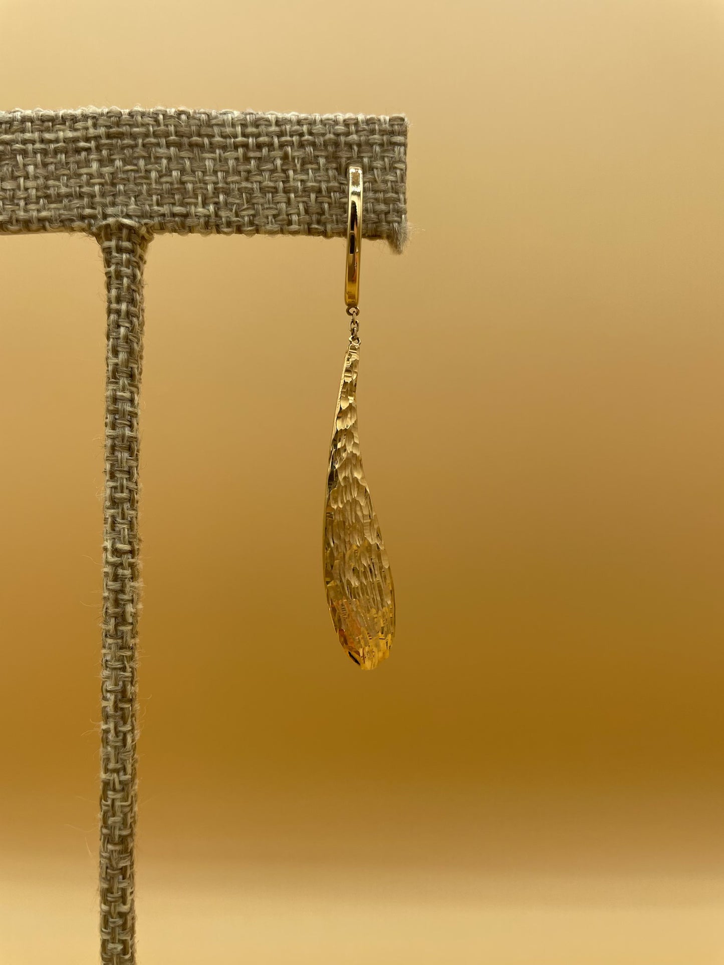 14K Gold Hammered Dangle Earrings